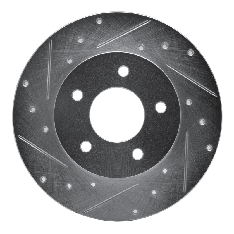 Buick LeSabre Brake Rotor (1) - Rear Left - R1 Concepts - Drilled & Slotted - Silver - `92-`05